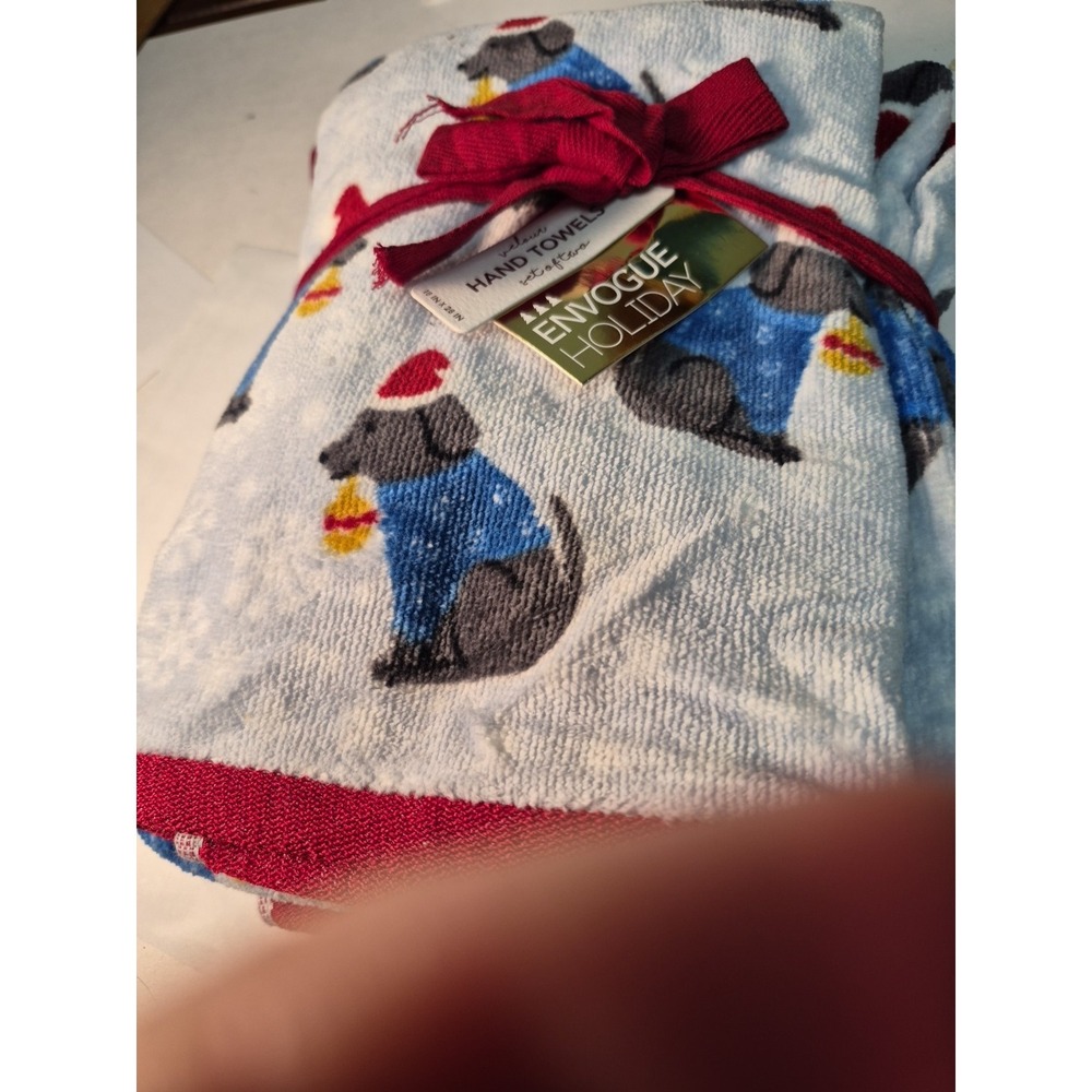 Dashund Dog Christmas Hand Towels Set of 2 for Kitchen Bath